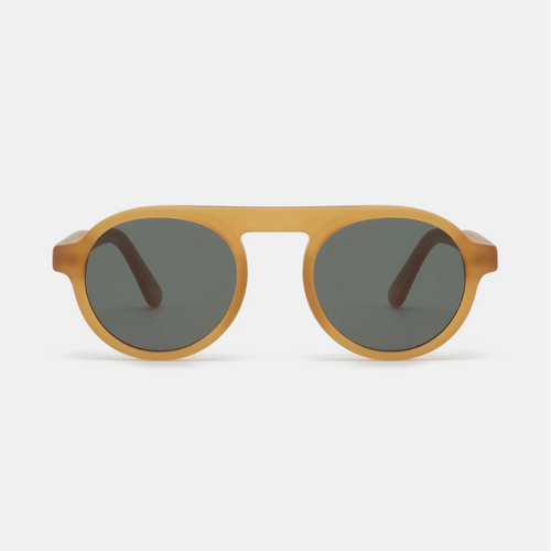 gafas de sol color crema tostado con lente redondeada para adulto
