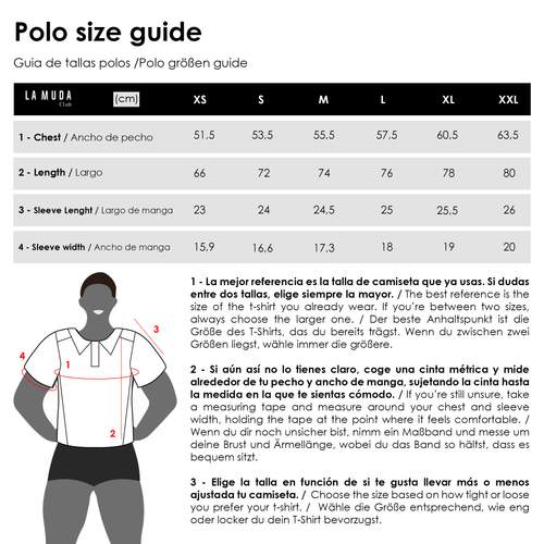 tallas de polo hombre desde XS a XXL