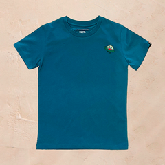 Camiseta azul 100% algodón con marciano en la parte frontal