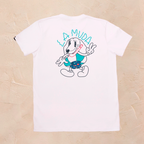 Camiseta blanca con diseño de Pistacho de perro salchicha con flotador, 100% algodón.