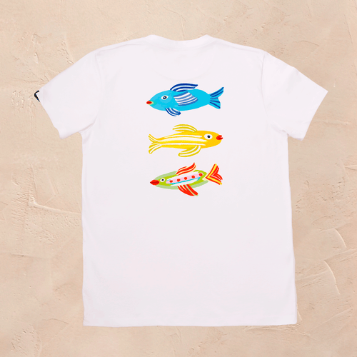camiseta de hombre con estampado de peces de christopher corr