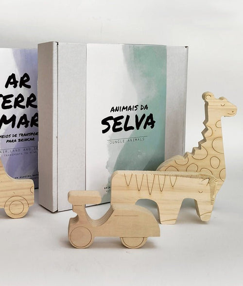 Juguetes de madera hechos a mano Tierra, Mar y Aire - La Muda Club