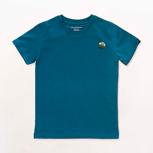 Camiseta azul 100% algodón con marciano en la parte frontal