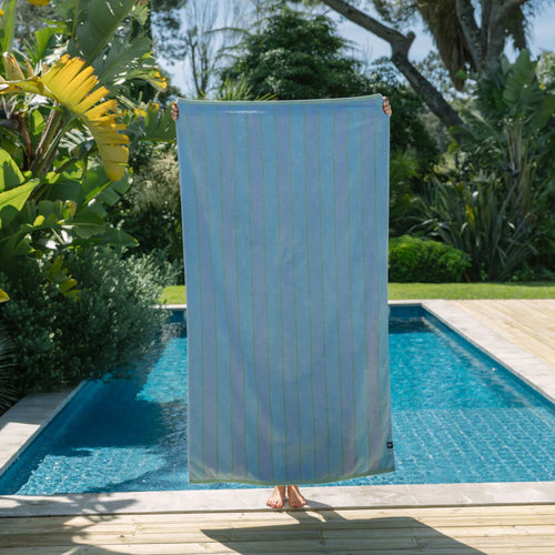 Toalla de playa Verde con Coral y Azul claro   – 100% algodón