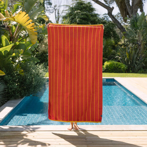 Toalla de playa Amarillo con Azul y Rojo con Amarillo – 100% algodón