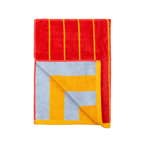 Toalla de playa Amarillo con Azul y Rojo con Amarillo – 100% algodón